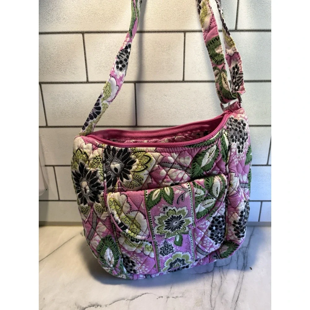 Vera Bradley Lindsay Crossbody Shoulder Bag Priscilla Pink Floral Retired Quilt